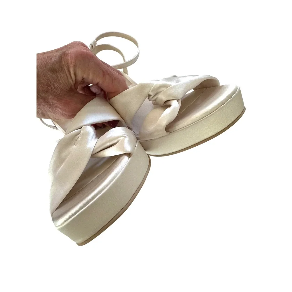 Dolce Vita Parlo Ivory Satin Platform Heels Ankle Strap Bridal Wedding 9